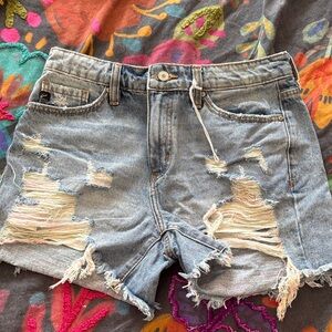 KanCan Light Blue Distressed Jean Shorts